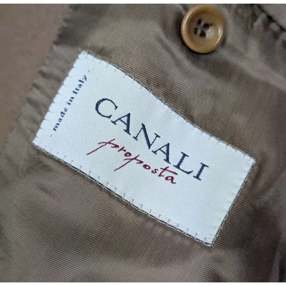 Canali Loro Piana Blazer Jacket Men 54L EU 44L US Beige Wool Cashmere One Button